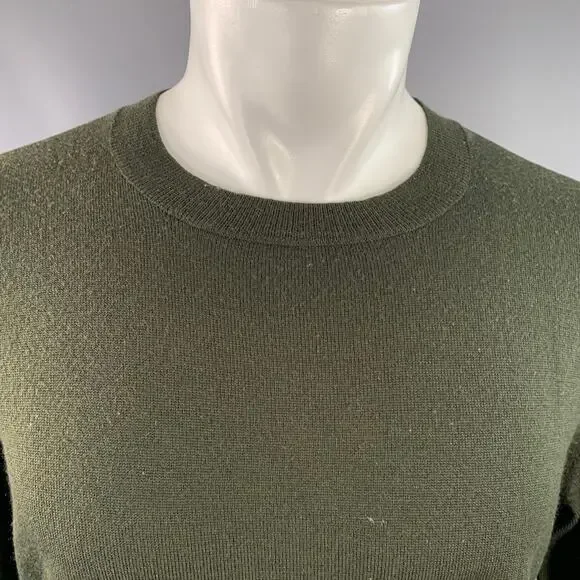 ODIN Size M Forest Green Knit Cashwool Faux Suede Crew Neck Pullover
